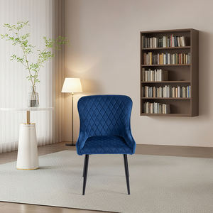 Luxe Blauwe Fluwelen Gestoffeerde Accentstoel Eetkamerstoel Voor Restaurant Keukenmeubilair Binnenshuis Koffieshop Vrijetijdsstoel - Product Image 2