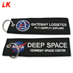 Porte-clés en tissu brodé avec logo, vente en gros, étiquettes de <span class=keywords><strong>vol</strong></span> de fournisseur personnalisées avec logo personnalisé - Product Image 4