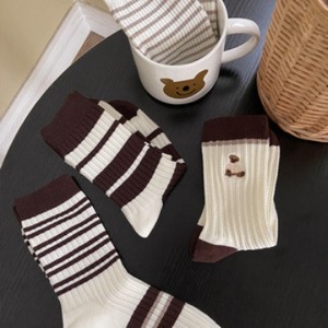 Women Striped Mid Calf Slouch Socks Cotton Polyester Winter Breathable Sweat Absorbing Casual Style For Sneakers - Product Image 1