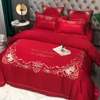 High-end di lusso in stile europeo puro cotone seta ricamato cotone piumino copriletto gonna letto 4pcs set di biancheria da letto