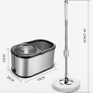 분리형 세척 회전식 회전 매직 걸레 360 극세사 리필과 대형 휠과 스테인레스 스틸 바닥 걸레 - Product Image 1