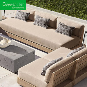 현대 티크 야외 가구 단단한 나무 야외 소파 호텔 안뜰 티크 U 모양 정원 소파 세트 럭셔리 큰 단면 - Product Image 2