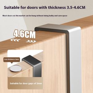 Tunç gri Metal kapı kanca ceket ve takım raf Traceless yapıştırıcı depolama raf no-matkap ceket askısı - Product Image 2