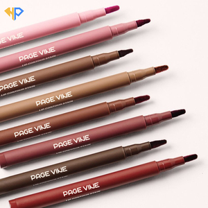 Crayon à lèvres double embout en <span class=keywords><strong>feutre</strong></span>, végétalien, waterproof, longue tenue, fini mat, sans cruauté, teinte marron foncé, marque privée, contour des lèvres - Product Image 2