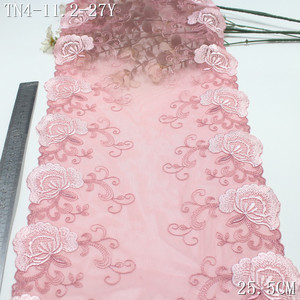 Cổ Điển Thân Thiện Với Môi <span class=keywords><strong>Net</strong></span> Thêu Ren Với Hoa 24Cm Mềm Mại Màu Hồng Màu Xanh Vải Tuyn Voile Hoa Thêu Ren Trim Cho Đồ Lót - Product Image 3