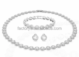 Conjunto de Collar, Pulsera y Pendientes de Zirconia Redonda de Alta Calidad, Brillante y Encantador, Regalo con <span class=keywords><strong>Logo</strong></span> Original de Roman Angel - Product Image 6