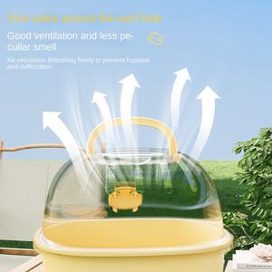 <span class=keywords><strong>Cage</strong></span> à hamster portable en plastique écologique avec fermeture à bouton solide, design panoramique, fournitures pour petits animaux, plateau en plastique pour intérieur - Product Image 1