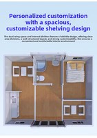 Xiamao Conteneur Modulaire Pliant de 20 pieds à Double Aile, Bureau Mobile Entièrement Aménagé avec Cuisine, Chambre et Salle de Bain Modernes