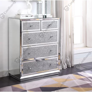 Royal Design Mirrored Tall <strong>Chest</strong> with <strong>5</strong> <strong>Drawers</strong> - Product Image 2
