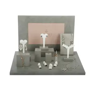 Sieraden Display Sets Sieraden Display Stand Uniek Design Counter Top Stof Gevallen & Displays Hoge Kwaliteit Mdf Stof Of Custom