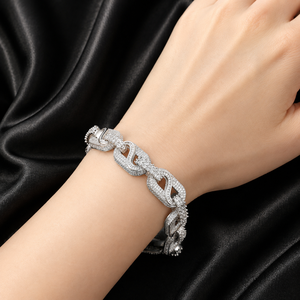 Pulsera de Plata 925 con Moissanita de Corte Brillante Engastada en Bisel, Estilo Hip Hop, Unisex, para Uso Diario y Moda Urbana, Joyería de Moda - Product Image 3