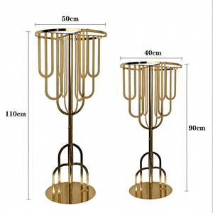 Grandes fleurs artificielles LANJO dorées sur un grand support en métal doré, décorations de table rectangulaires pour mariage. - Product Image 2