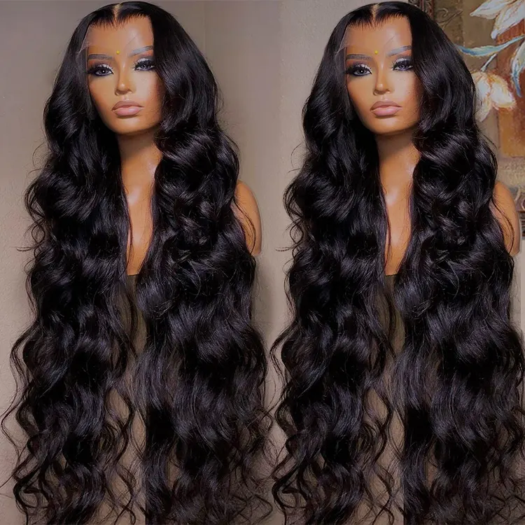 30 40Inch Natural Swiss HD Transparent Lace Frontal Wig Brazilian 100% Human Hair Vendors Body Wave Lace front Wigs