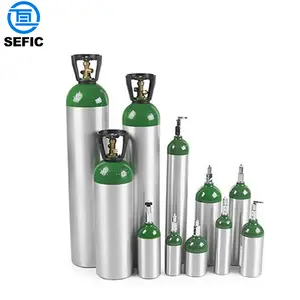 Silinder Gas aluminium standar TPED/PED Oxygene silinder kualitas tinggi 8L 9L 10L 11L 12L ENISO7866
