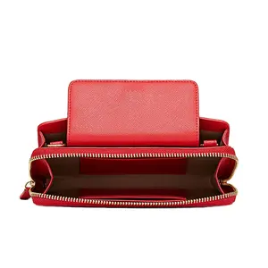 Customized Women's Fashion Double Chain Handbag Mobile Phone Leather Wallet Clutch Women's Bag