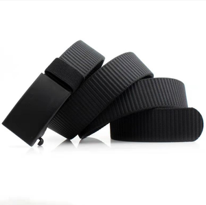 Cinturón de lona de moda informal para <span class=keywords><strong>hombre</strong></span>, cinturón negro caqui, hebilla <span class=keywords><strong>sin</strong></span> <span class=keywords><strong>dientes</strong></span>, cinturón con hebilla automática - Product Image 2