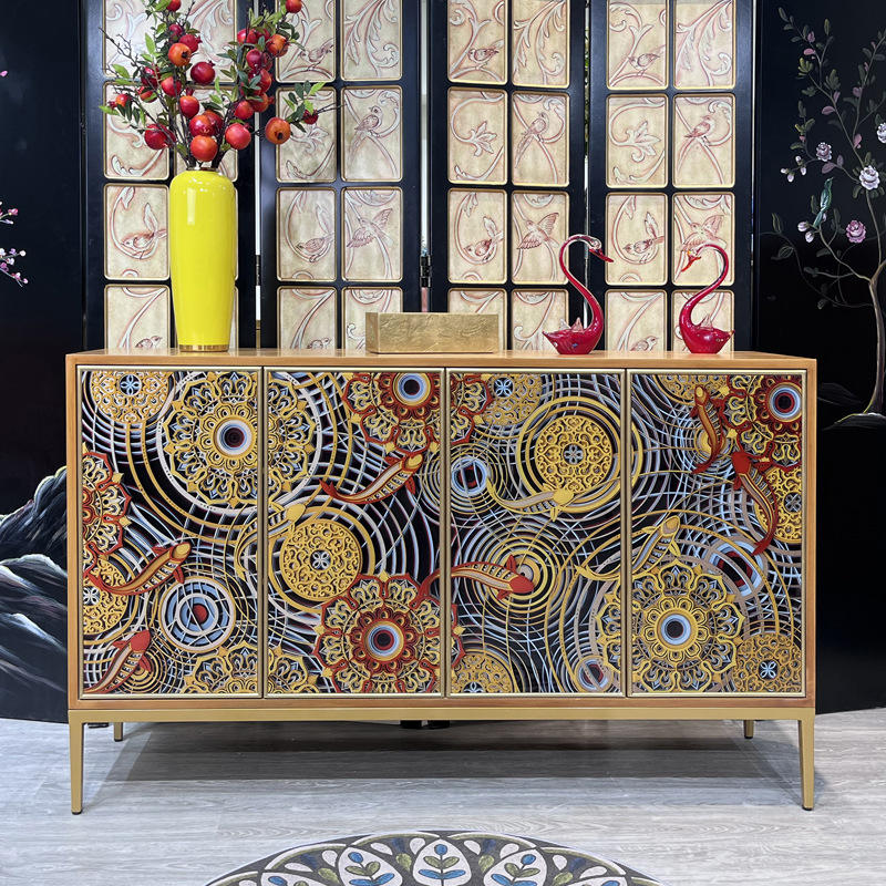 ตู้สี่ประตูสีทองขนาด150*40*90ซม. ความกว้างยาวสูง