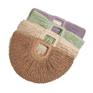 Mộc Mạc rơm dệt bằng tay <span class=keywords><strong>tote</strong></span> sợi tự nhiên phong cách boho bãi biển dã ngoại hoạt động ngoài trời đồng hành - Product Image 5