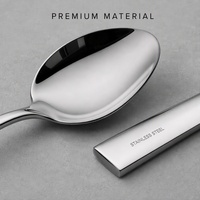 Ensemble de couverts en acier inoxydable de qualité supérieure, poli miroir, robuste, manche plat moderne, pour les restaurants et hôtels de luxe