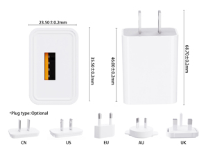 ได้รับการรับรองมาตรฐาน CE ETL ที่ชาร์จไฟแบบพกพา 5V2A พอร์ต USB-A ปลั๊กแบบ EU 10W พร้อมระบบป้องกันการชาร์จเกินสำหรับโทรศัพท์ - Product Image 4