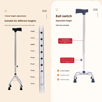 Canne de marche à quatre pieds en acier inoxydable, personnalisable pour personnes âgées handicapées, canne triangulaire d'assistance, hauteur réglable