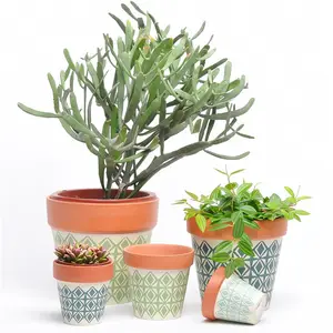 Personnalisé en gros pas cher poterie jardinières pot d'argile mini en pot décoratif en céramique pots de planteur avec soucoupe