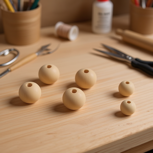 Perline di legno ILAN da 25 mm rotonde per artigianato e progetti fai da te - Product Image 3