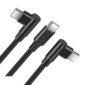 Cable de Carga Rápida USB-C a USB-C de 60W, 0.3m, 1m, 2m, en Forma de L de 90 Grados, con Cable de Nailon, Conector Macho a Macho - Product Image 1