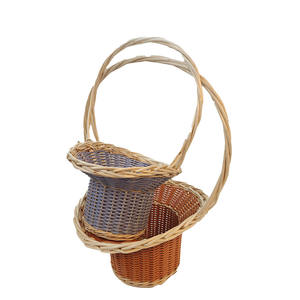 Panier de rangement pour fleurs en PP personnalisé avec poignée, panier cadeau en osier tissé à la main et en PP - Product Image 3