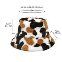 Topi nelayan wanita, topi bucket musim dingin hangat tebal dan dingin pola sapi logo kustom