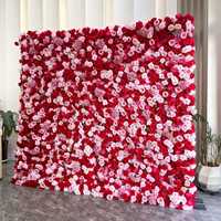 RMTS ZW7-46 Dekorasi Mewah Modern Cantik dari Sutra Buatan 3d/5d Gulungan Bunga Mawar Merah Muda untuk Latar Belakang Dinding Pernikahan 8ft X 8ft