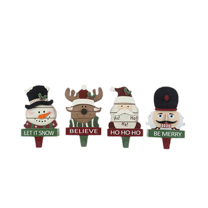 Ensemble de décorations de Noël pour porte-chaussettes, ornements en bois style ferme (rennes, bonhommes de neige, <span class=keywords><strong>casse</strong></span>-noisettes) pour la décoration de la maison en fêtes - Product Image 1