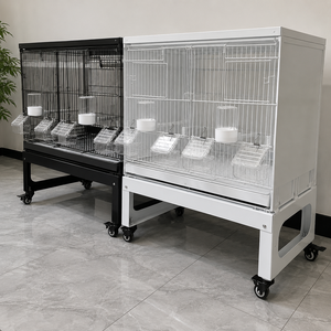 Jaula de Lujo Sencilla de Metal para Loros con Cierre de Botón y Ruedas Móviles para Cría de Múltiples Aves - Product Image 5