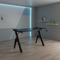 Bureau de jeu pour ordinateur PC de style course ergonomique en bois AOR Esports, avec structure en acier, table de jeu E-Sport avec éclairage LED RGB pour salle de jeu