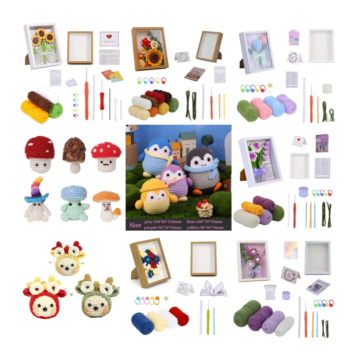 2024 new style DIY mini handmade craft products crochet doll DIY Crochet knitting animal Kit crochet bag kit for beginners