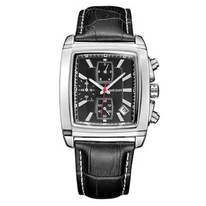 Offerta Speciale MEGIR 2028 Orologio da <span class=keywords><strong>Uomo</strong></span> in Vera Pelle, Movimento al Quarzo, Quadrante Quadrato, Impermeabile, con Calendario, Stile Sportivo e Business - Product Image 4