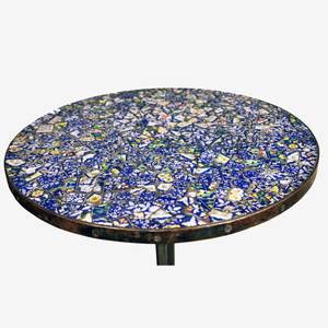 Fait à la main élégant une table en bois massif qui est surmontée de mosaïque des anciennes demeures de l'Inde décrite avec du métal en gros - Product Image 1