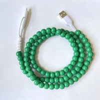 Câble de charge de téléphone personnalisé avec perles colorées, vert rose, type C, blindage tressé, longueur 1 m, transfert de données 2,4 A, 2-en-1