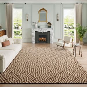 Tapis de style bohème rectangulaire à motif géométrique lavable pour salon et chambre - Product Image 1