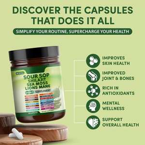 Toptan 24 in 1 ekşi Sop kapsül Shilajit deniz yosun Lions Mane antioksidan bitkisel takviyesi ekşi Sop kapsül - Product Image 3