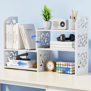Office Organizer <b>Desk</b> Storage Rack 2 Tier Rectangle Standing Type Bookshelf for Home Office Dormitory Use - Product Image 1