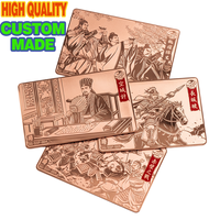 Cartes de collection personnalisées en métal, or rose, cuivre, gravées, sur le thème de l'anime historique, émail souple, résistantes, pour collectionneurs, objets de collection artistiques