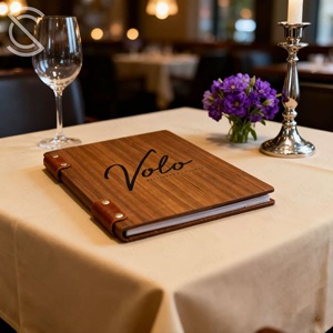 Artículos de Alta Gama para Comercio Transfronterizo, Ecológicos, Premium, Impermeables, de Madera de Nogal Vintage, Menú de Madera Contrachapada, Guía de Servicios de Hotel, Libro de Menú con Clip para Cafetería - Product Image 5