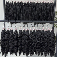 Extensions de cheveux humains indiens vierges bouclés au crochet, super double drawn, avec pointes bouclées, pour tresses birmanes