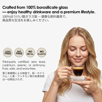 Petite tasse à espresso Doppio en verre avec poignée 100 ml / 3,38 oz et mini soucoupe, ensemble cadeau compact en verre borosilicate pour liqueur et café
