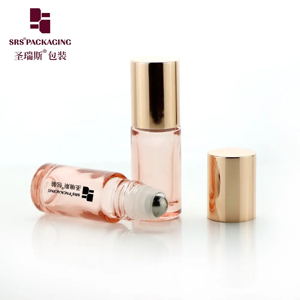4 ML Mini Transparent Amber Custom Leak Proof Glass Essential Oil Perfume Roll on Bottle