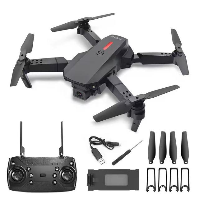 E88 WiFi FPV Toy Drone with 1080P 4K HD Dual Camera 15M Flight Time & Follow Me Mini RC Quadcopter Plastic Remote Control