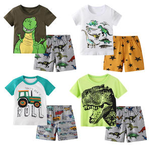 Conjunto de Camiseta y Pantalones Cortos de Verano para Niños y Niñas, Conjunto de Ropa Infantil con Dinosaurios, Ropa de Algodón para Niños, Conjunto de Manga Corta para Bebés - Product Image 1