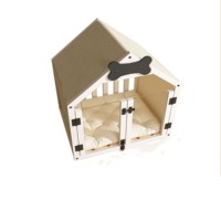 Nichoir de luxe en bois massif pour animaux de compagnie, design à motifs, lit-lounge pour chien avec coussin pour salon