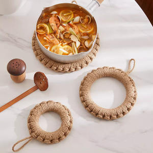 Handmade Natural Rattan Coasters Round Woven <b>Placemats</b> & Kitchen Restaurant <b>Table</b> Mats Made From Hemp Rope Material-Wholesale - Product Image 5